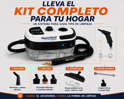Limpiador a Vapor Portátil 2500W PRO™ — Sin químicos. Sin grasa. Sin suciedad. Solo vapor.
